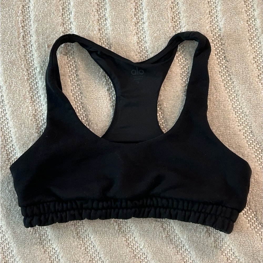 Alo Yoga Accolade Sweatshirt Black Sports Bra - S - Picture 2 of 10